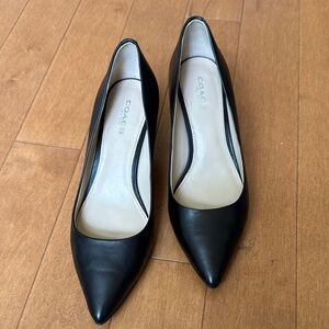 Coach Black Leather Pointed-Toe Pumps